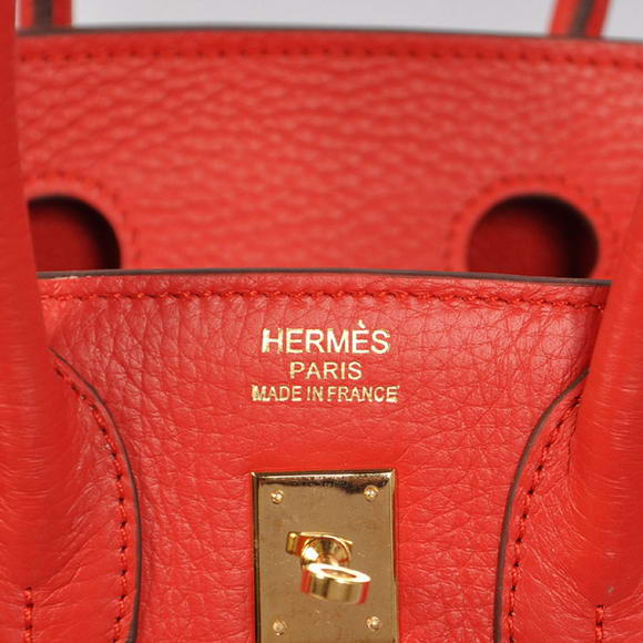 Hermes Birkin 25CM Tote Bags Togo Leather Red Godlen