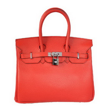 Hermes Birkin 25CM Tote Bags Togo Leather Red Silver