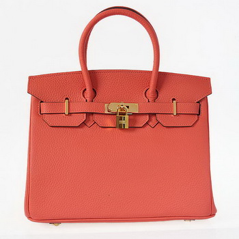 Hermes Birkin 30CM Tote Bags Pompadour Grain Leather Gold