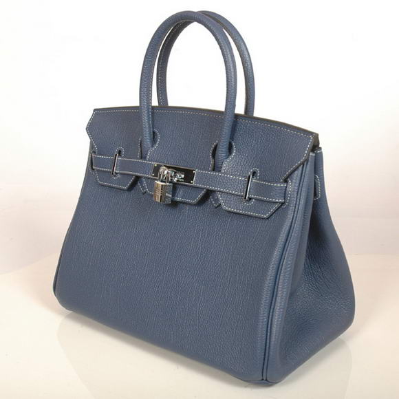 Hermes Birkin 30CM Tote Bags Smooth Togo Leather Dark Blue