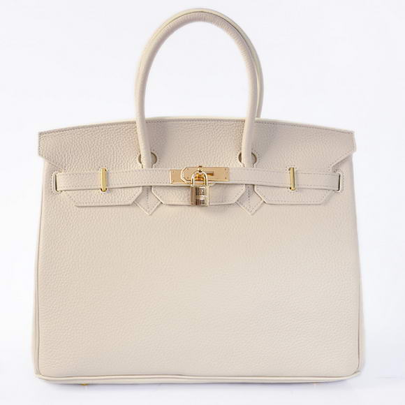 Hermes Birkin 35CM Tote Bags Togo Leather Beige Golden