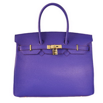 Hermes Birkin 35CM Tote Bags Togo Leather Blue Golden