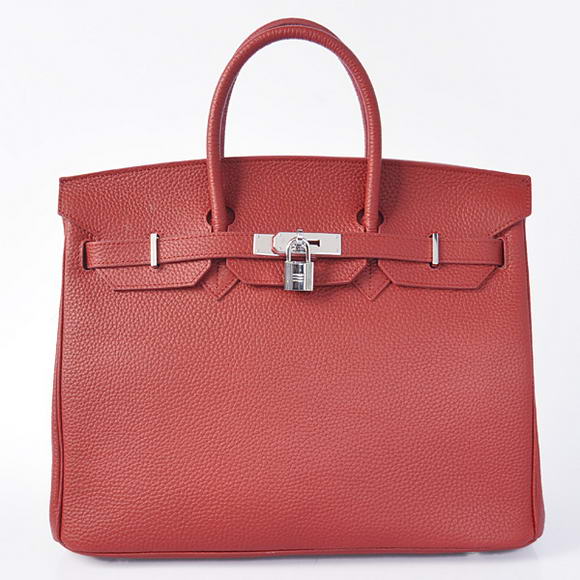 Hermes Birkin 35CM Tote Bags Togo Leather Bordeaux Silver