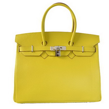 Hermes Birkin 35CM Tote Bags Togo Leather Lemon Silver