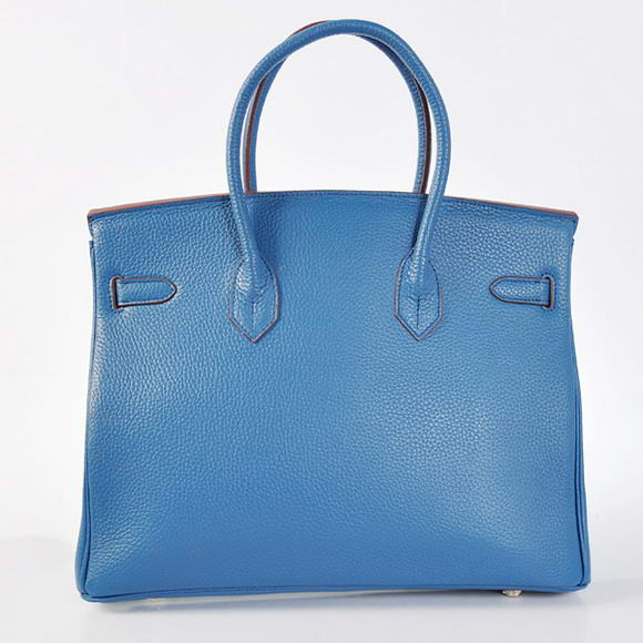 Hermes Birkin 35CM Tote Bags Togo Leather Mid Blue Golden