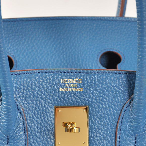 Hermes Birkin 35CM Tote Bags Togo Leather Mid Blue Golden