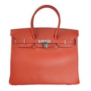 Hermes Birkin 35CM Tote Bags Togo Leather Mid Red Silver