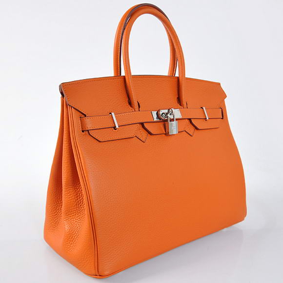 Hermes Birkin 35CM Tote Bags Togo Leather Orange Silver