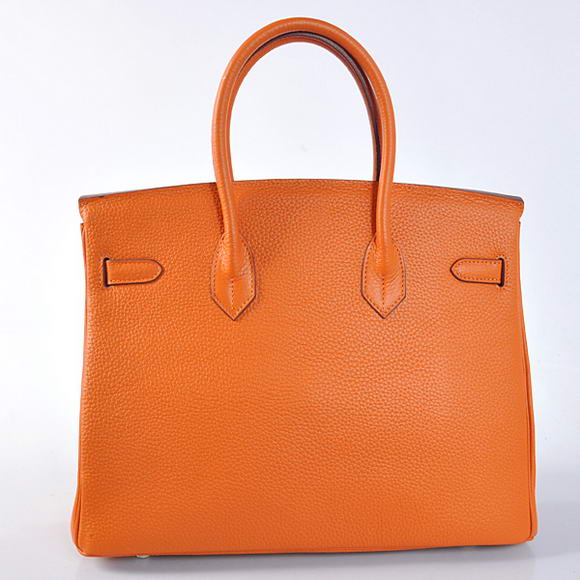 Hermes Birkin 35CM Tote Bags Togo Leather Orange Silver