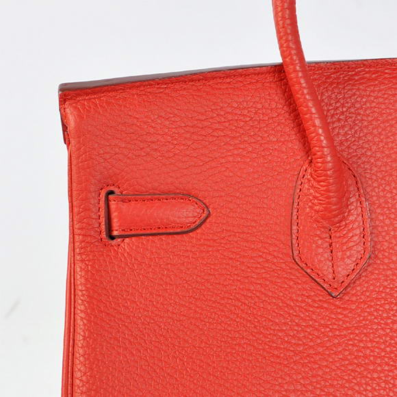 Hermes Birkin 35CM Tote Bags Togo Leather Red Silver