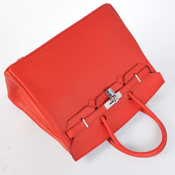 Hermes Birkin 35CM Tote Bags Togo Leather Red Silver