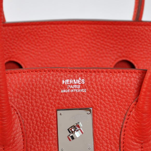 Hermes Birkin 35CM Tote Bags Togo Leather Red Silver