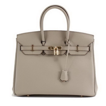 Hermes Birkin 35CM Togo Leather Handbag 6089 Light Grey Golden