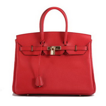 Hermes Birkin 35CM Togo Leather Handbag 6089 Red Golden