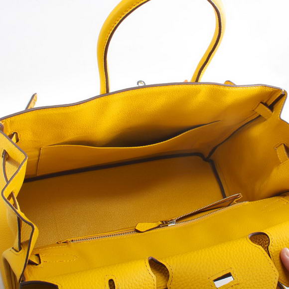 Hermes Birkin 35CM Togo Leather Handbag 6089 Yellow Silver