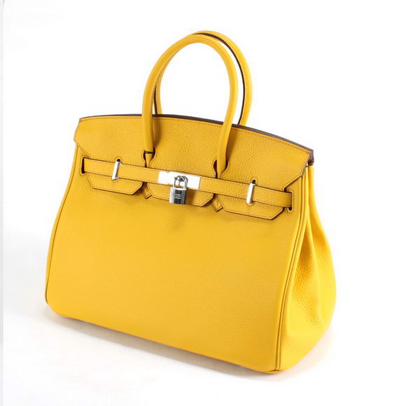 Hermes Birkin 35CM Togo Leather Handbag 6089 Yellow Silver