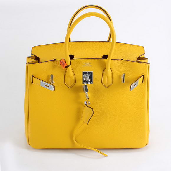 Hermes Birkin 35CM Togo Leather Handbag 6089 Yellow Silver