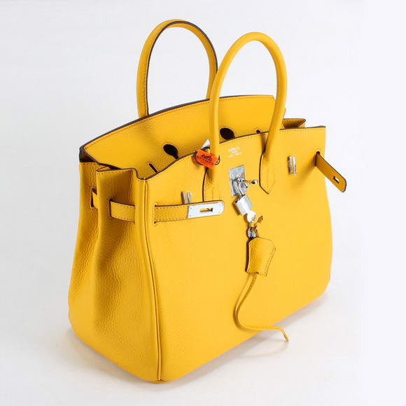 Hermes Birkin 35CM Togo Leather Handbag 6089 Yellow Silver