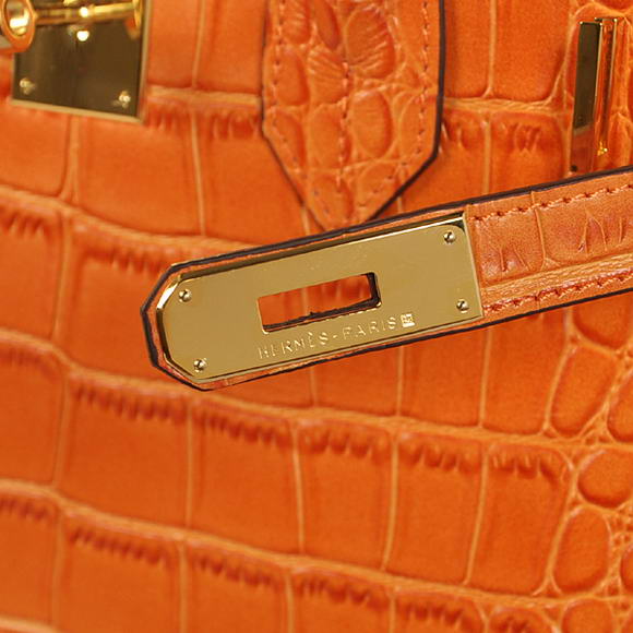 Hermes Birkin 35CM Tote Bags Crocodile Togo Leather Orange Golden