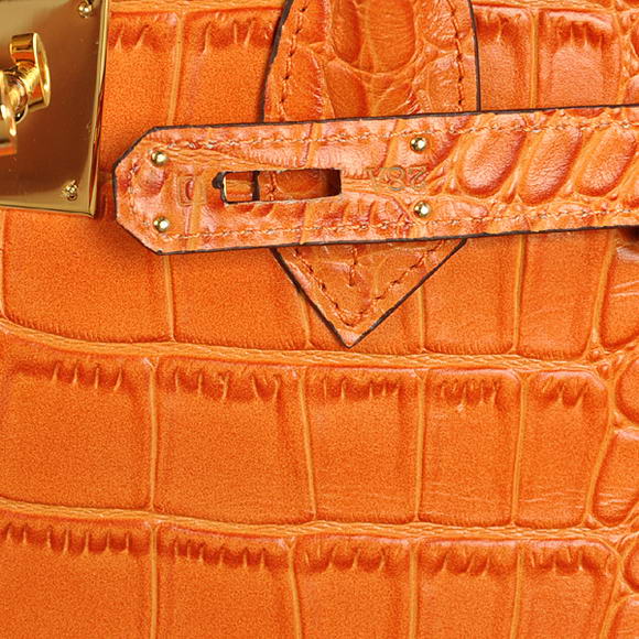 Hermes Birkin 35CM Tote Bags Crocodile Togo Leather Orange Golden