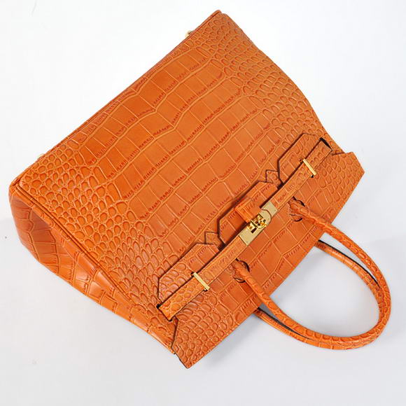 Hermes Birkin 35CM Tote Bags Crocodile Togo Leather Orange Golden