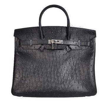 Hermes Birkin 35CM Tote Bags Ostrich Togo Leather Black Silver