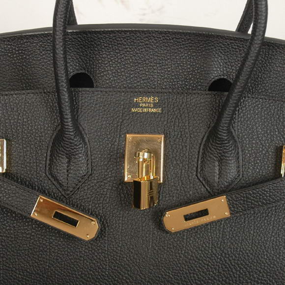 Hermes Birkin 35CM Tote Bags Smooth Togo Leather Black Golden