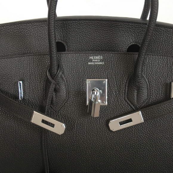 Hermes Birkin 35CM Tote Bags Smooth Togo Leather Black Silver