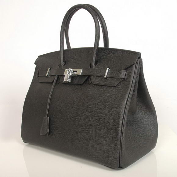 Hermes Birkin 35CM Tote Bags Smooth Togo Leather Black Silver