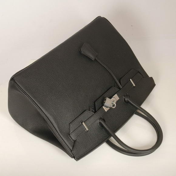 Hermes Birkin 35CM Tote Bags Smooth Togo Leather Black Silver