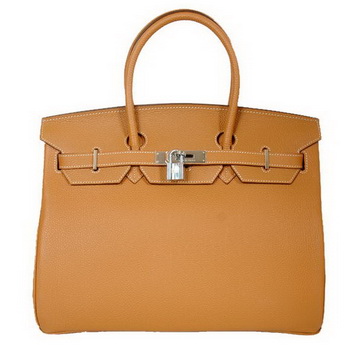 Hermes Birkin 35CM Tote Bags Smooth Togo Leather Camel Silver