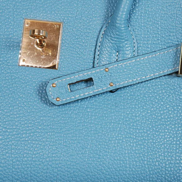 Hermes Birkin 35CM Tote Bags Smooth Togo Leather Light Blue Golden