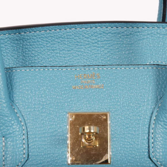 Hermes Birkin 35CM Tote Bags Smooth Togo Leather Light Blue Golden