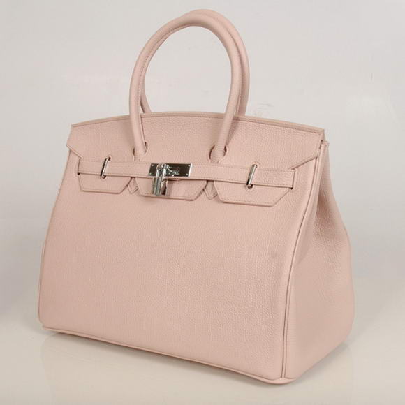 Hermes Birkin 35CM Tote Bags Smooth Togo Leather Pink Silver