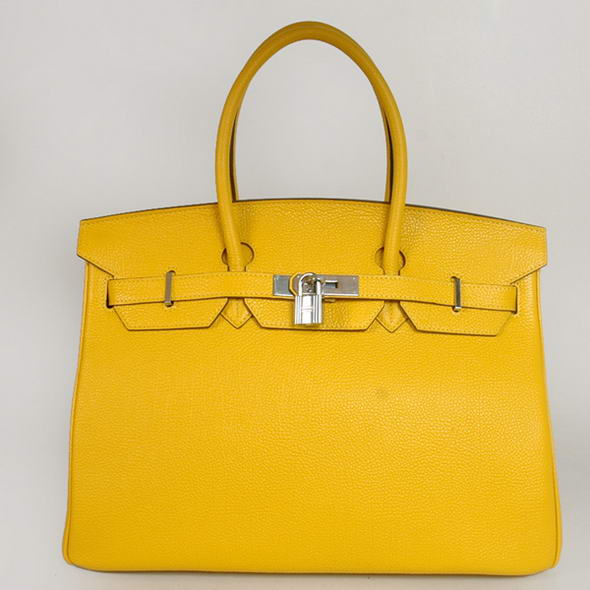 Hermes Birkin 35CM Tote Bags Smooth Togo Leather Turkey Yellow Silver