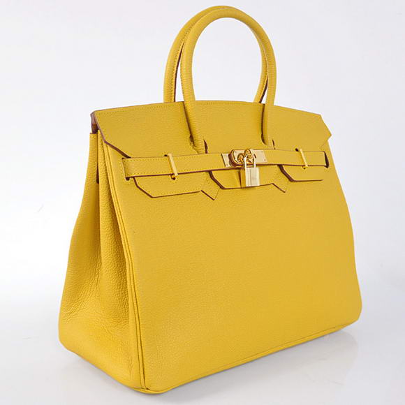 Hermes Birkin 35CM Tote Bags Smooth Togo Leather Yellow Golden