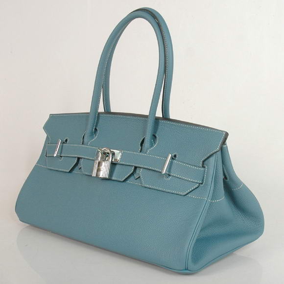 Hermes Birkin 42cm JPG Birkin Togo Leather Blue Bag Silver Hardware