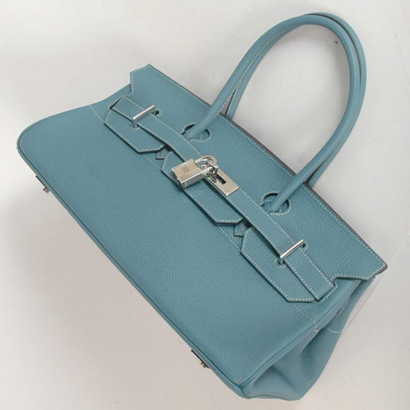 Hermes Birkin 42cm JPG Birkin Togo Leather Blue Bag Silver Hardware