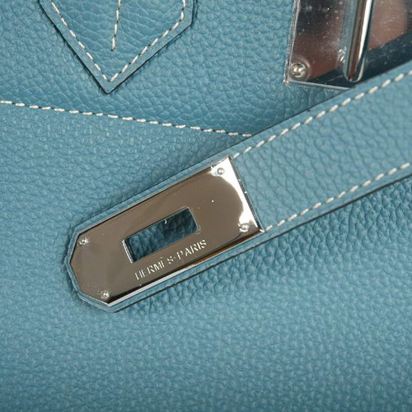 Hermes Birkin 42cm JPG Birkin Togo Leather Blue Bag Silver Hardware