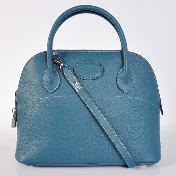 Hermes Bolide 31CM Tote Bags Clemence H1031 Blue