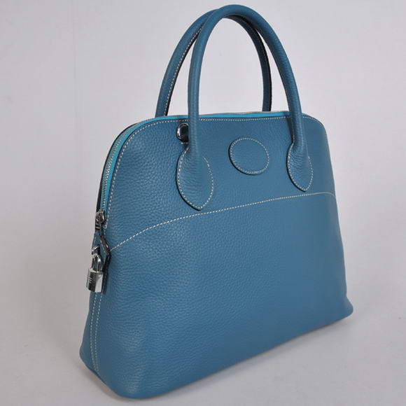 Hermes Bolide 37CM Tote Bags Clemence H1037 Blue