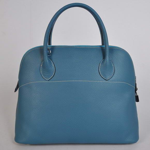 Hermes Bolide 37CM Tote Bags Clemence H1037 Blue