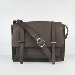 Hermes Jypsiere Togo Leather Messenger Bag Dark Coffee