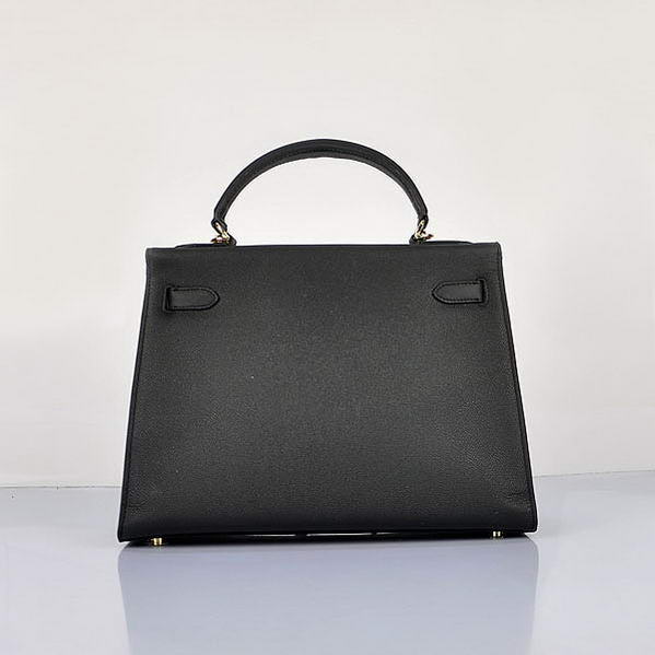 Newest 2012 Hermes Kelly 32cm Bags Black Calf Leather Gold