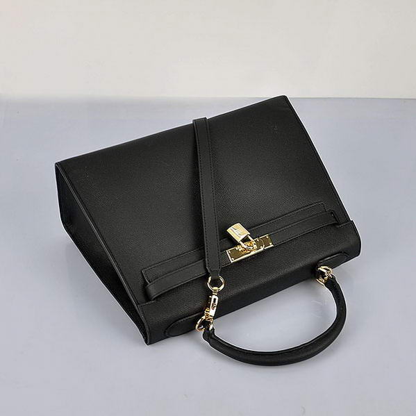 Newest 2012 Hermes Kelly 32cm Bags Black Calf Leather Gold