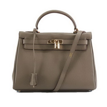 Hermes Kelly 32cm Togo Leather Handbags 6018 Dark Grey Golden