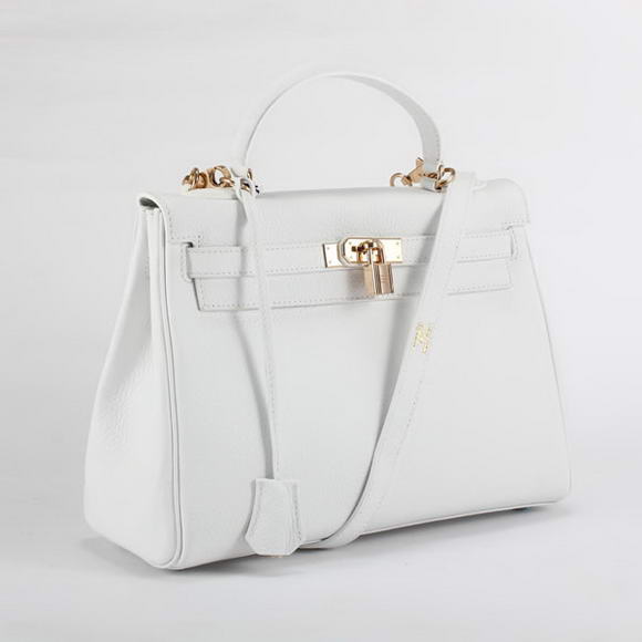 Hermes Kelly 32cm Togo Leather Handbags 6018 White Golden