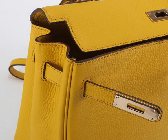 Hermes Kelly 32cm Togo Leather Handbags 6018 Yellow Golden