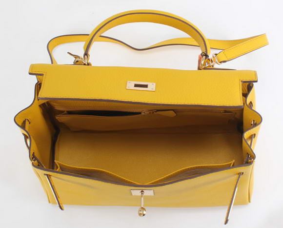 Hermes Kelly 32cm Togo Leather Handbags 6018 Yellow Golden