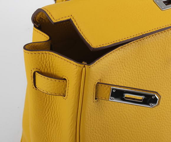 Hermes Kelly 32cm Togo Leather Handbags 6018 Yellow Silver